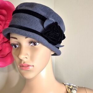 Chic Wool Hat with Flower Applique by Parkhurst Canada